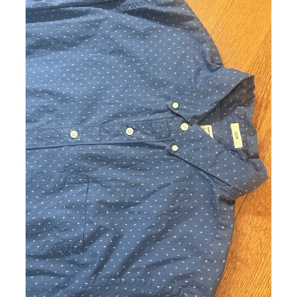 J.Crew Shirt Mens M Slim Geometric AOP Fit Flex Washed Long Sleeve Button Down